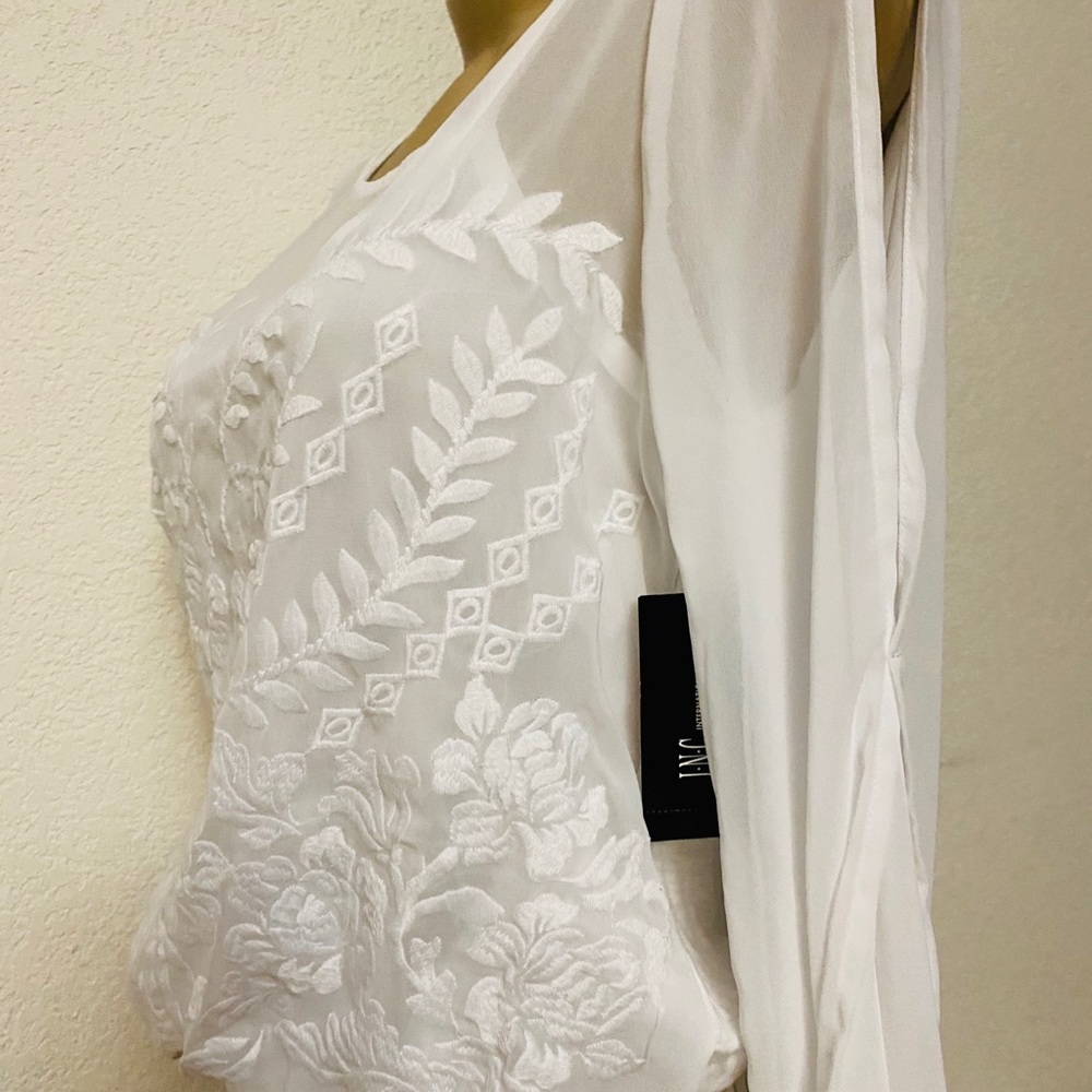 INC International Concepts White Cold-Shoulder Top - Picture 4 of 4